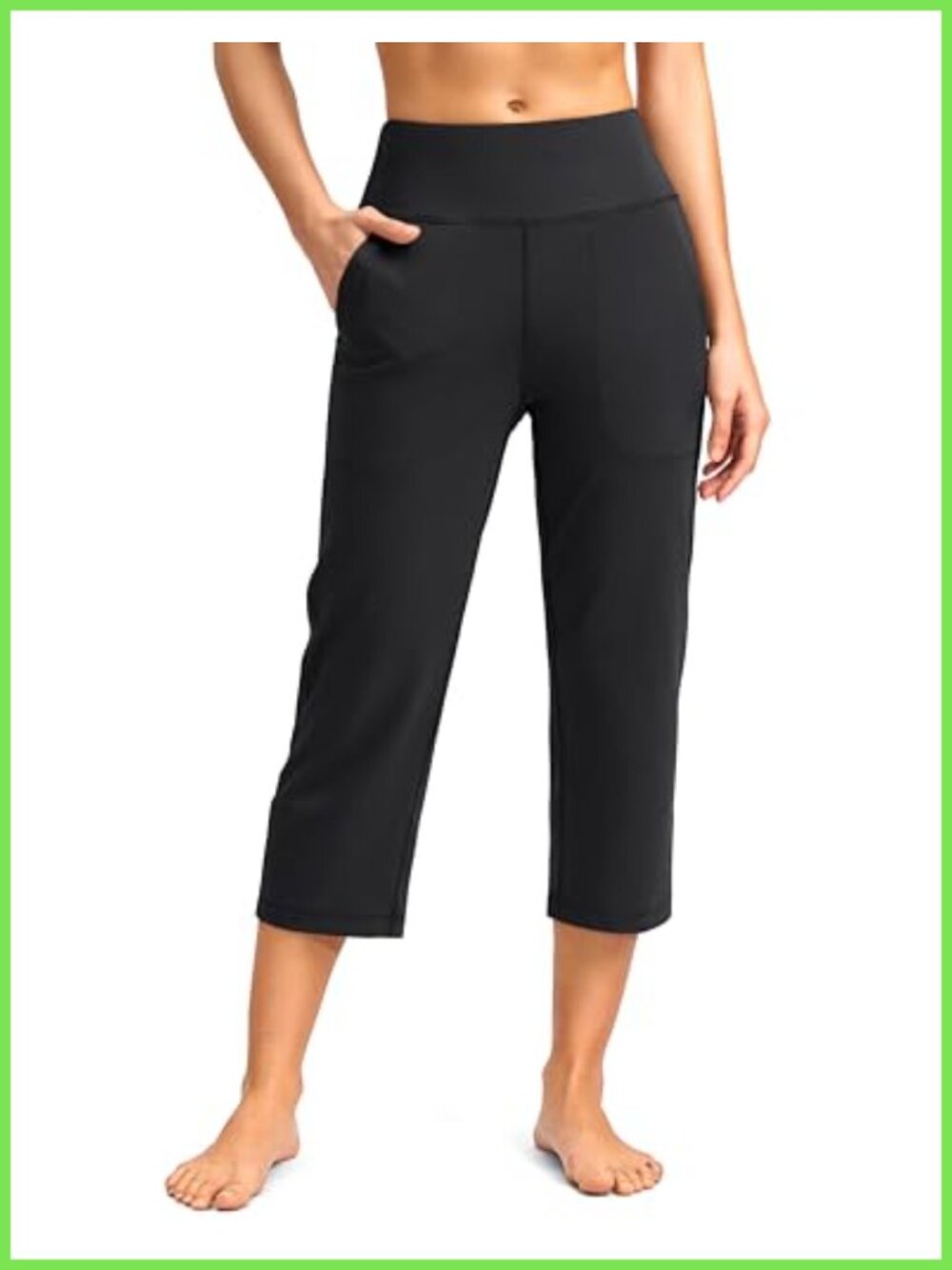 Women's Yoga Capri Leggings Straight-Leg Pockets High Waist Stretch Active